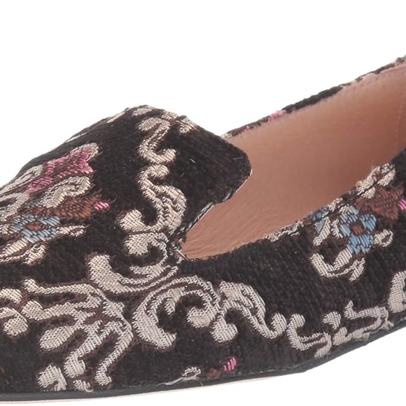 Embroidered Black Floral Loafers - Women's Slip-On Flats - Picture 6 of 10